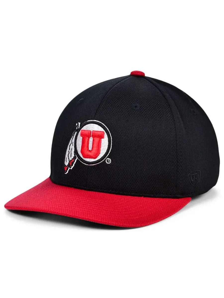 Top of the World Мужская черная бейсболка Utah Utes Reflex Fitted Hat