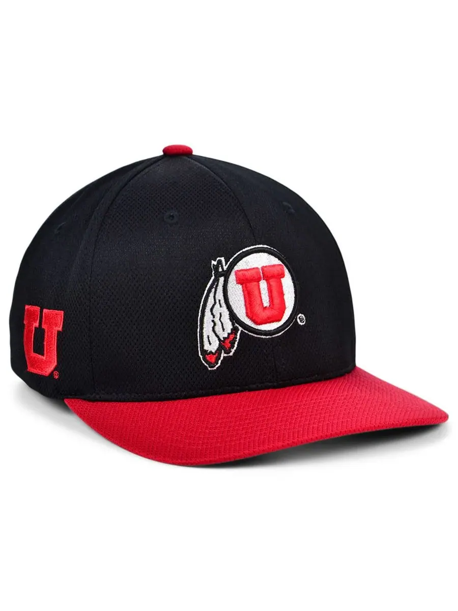 Top of the World Мужская черная бейсболка Utah Utes Reflex Fitted Hat — изображение 2 из 3, черный