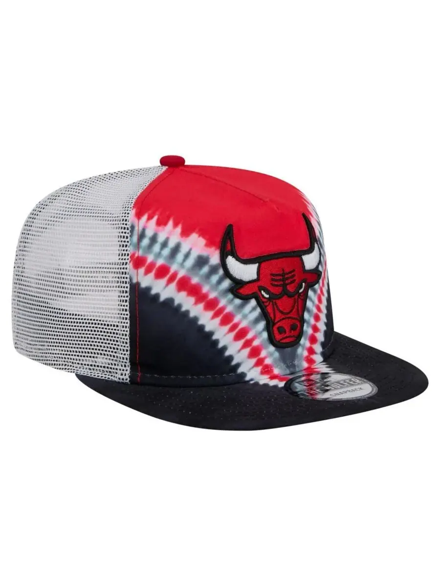 New Era Мужская бейсболка-снепбек в стиле ретро с черно-красной символикой Chicago Bulls — изображение 3 из 4, черный красный