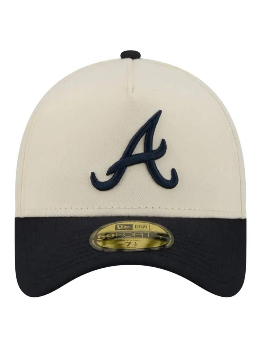 Кепка с высокой тульей New Era Atlanta Braves Chrome A-Frame 59FORTY — изображение 4 из 4, бежевый