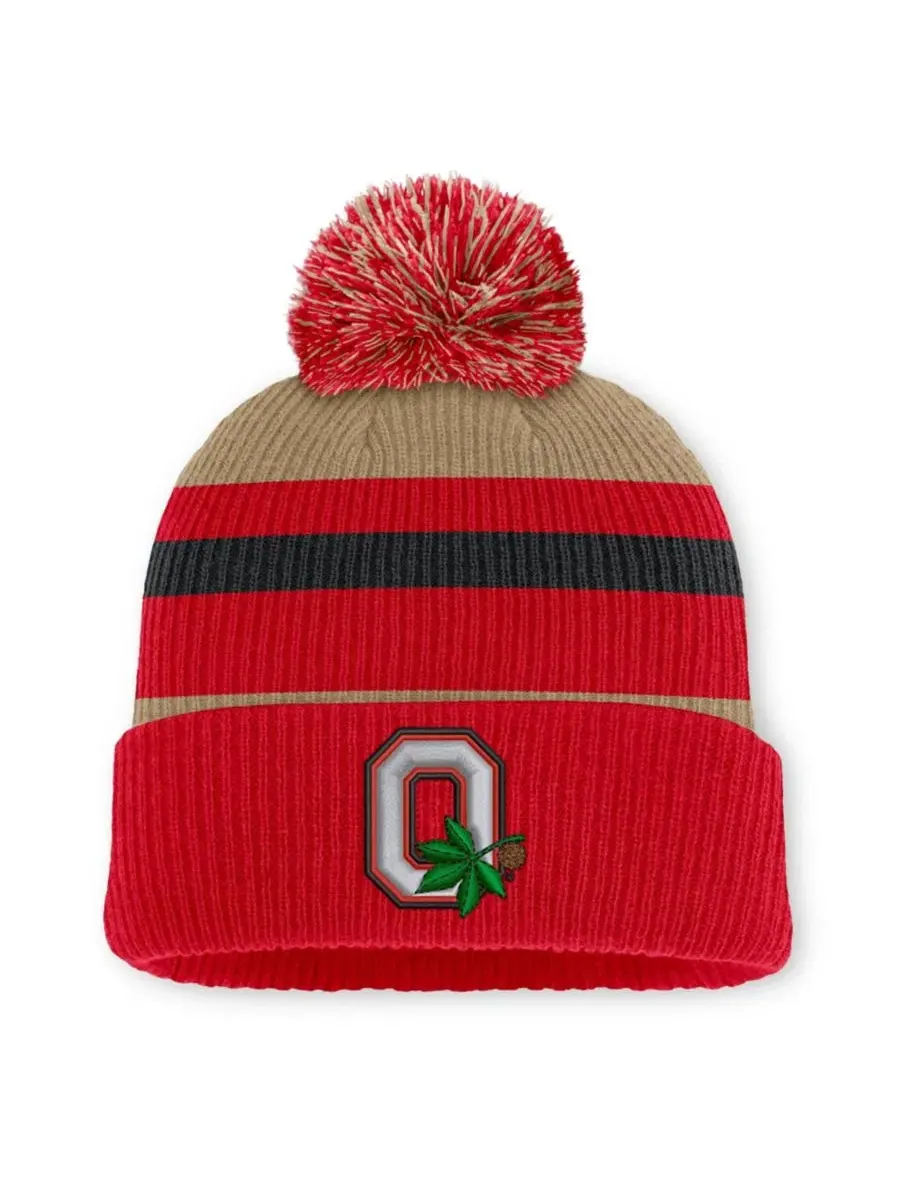 Вязаная шапка с отворотом и помпоном Legacy Striped Cuffed Knit Hat with Pom Nike