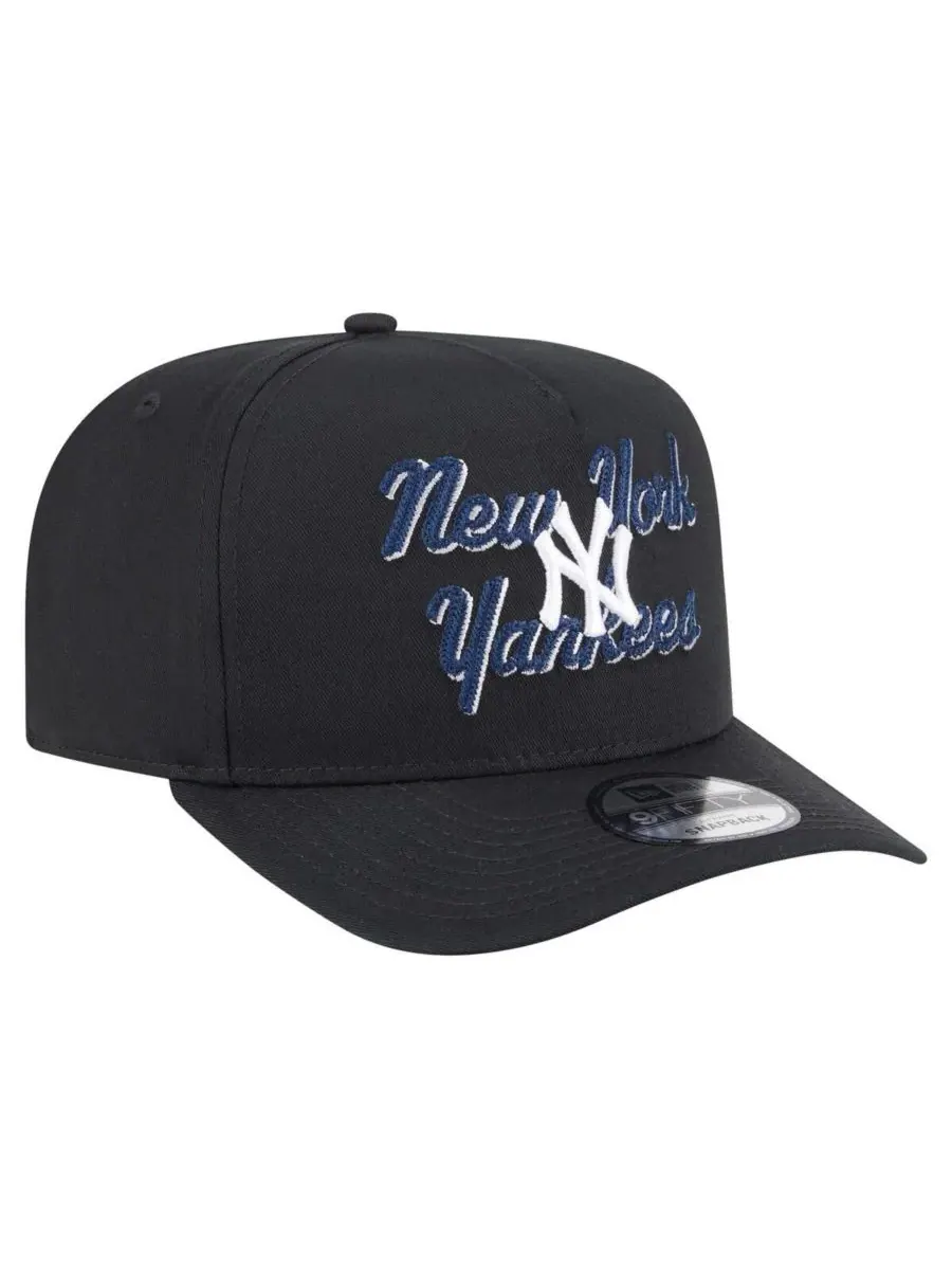 New Era Мужская черная бейсболка New York Yankees Chainstitch 9FIFTY A-Frame Snapback — изображение 4 из 5, черный