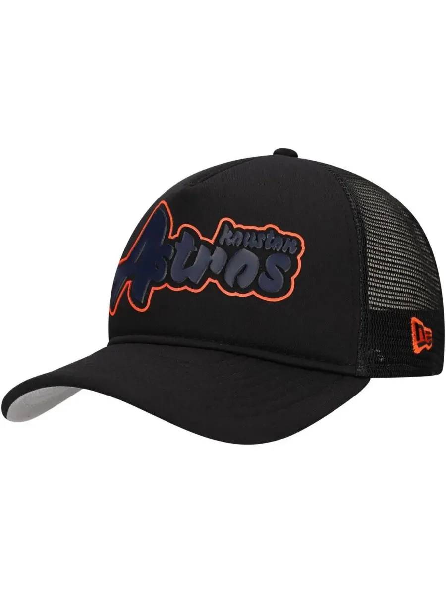 New Era Мужская черная кепка-тракер Houston Astros Retro Bold A-Frame Trucker 9FORTY с регулируемым