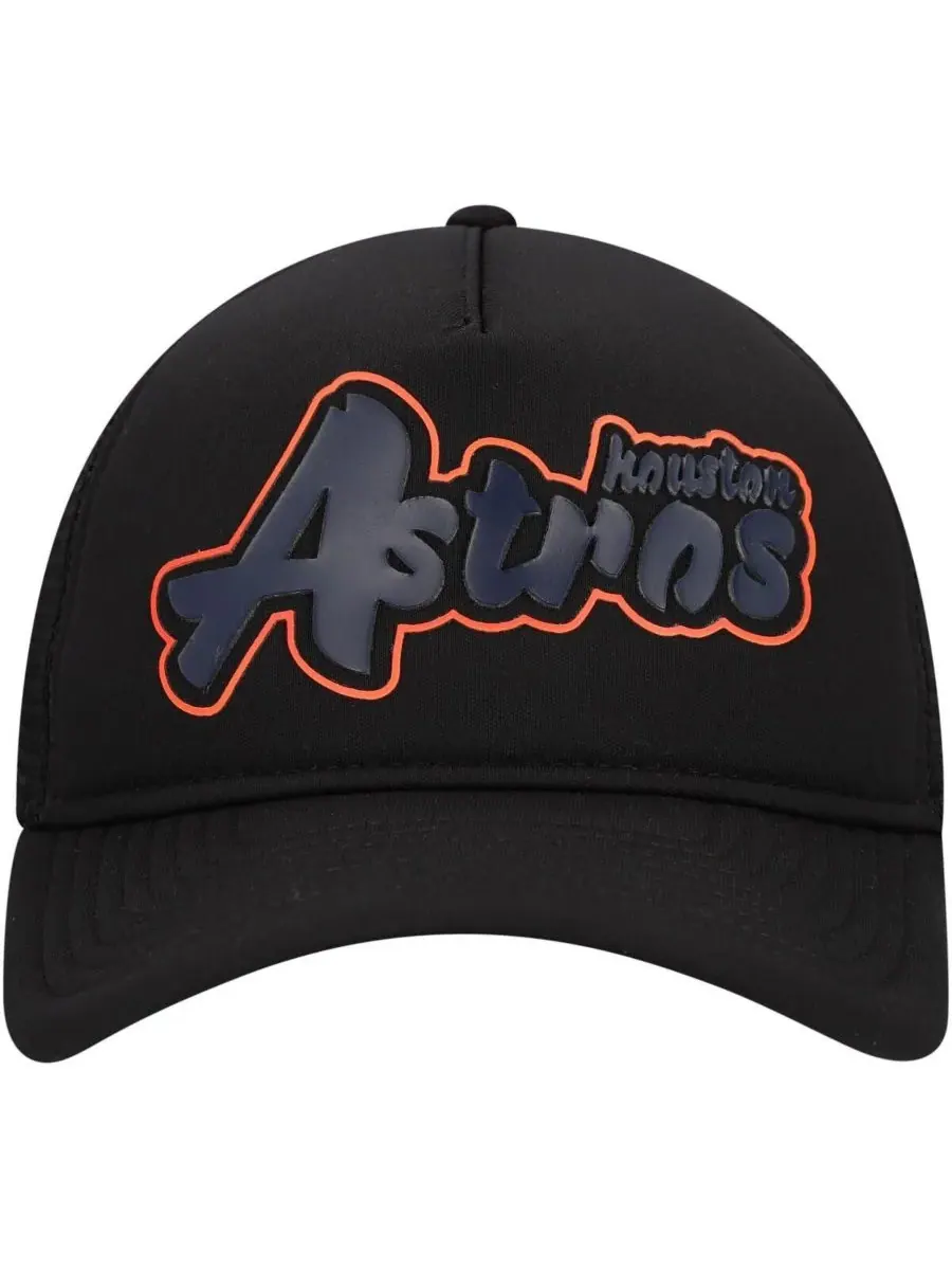 New Era Мужская черная кепка-тракер Houston Astros Retro Bold A-Frame Trucker 9FORTY с регулируемым — изображение 5 из 5