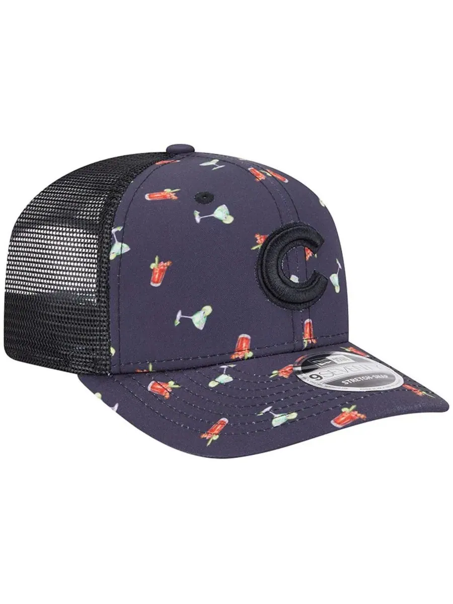 New Era Мужская черная кепка Chicago Cubs Adventure Drinks Pattern 9SEVENTY с эластичными застежками — изображение 4 из 4