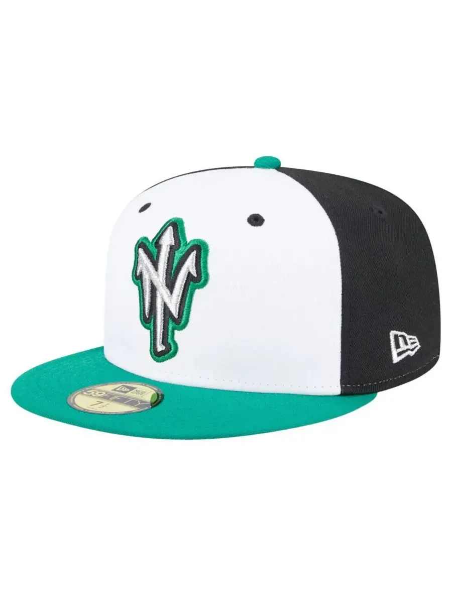 New Era Мужская бело-зеленая кепка Norfolk Tides Authentic Collection 59FIFTY Fitted Hat