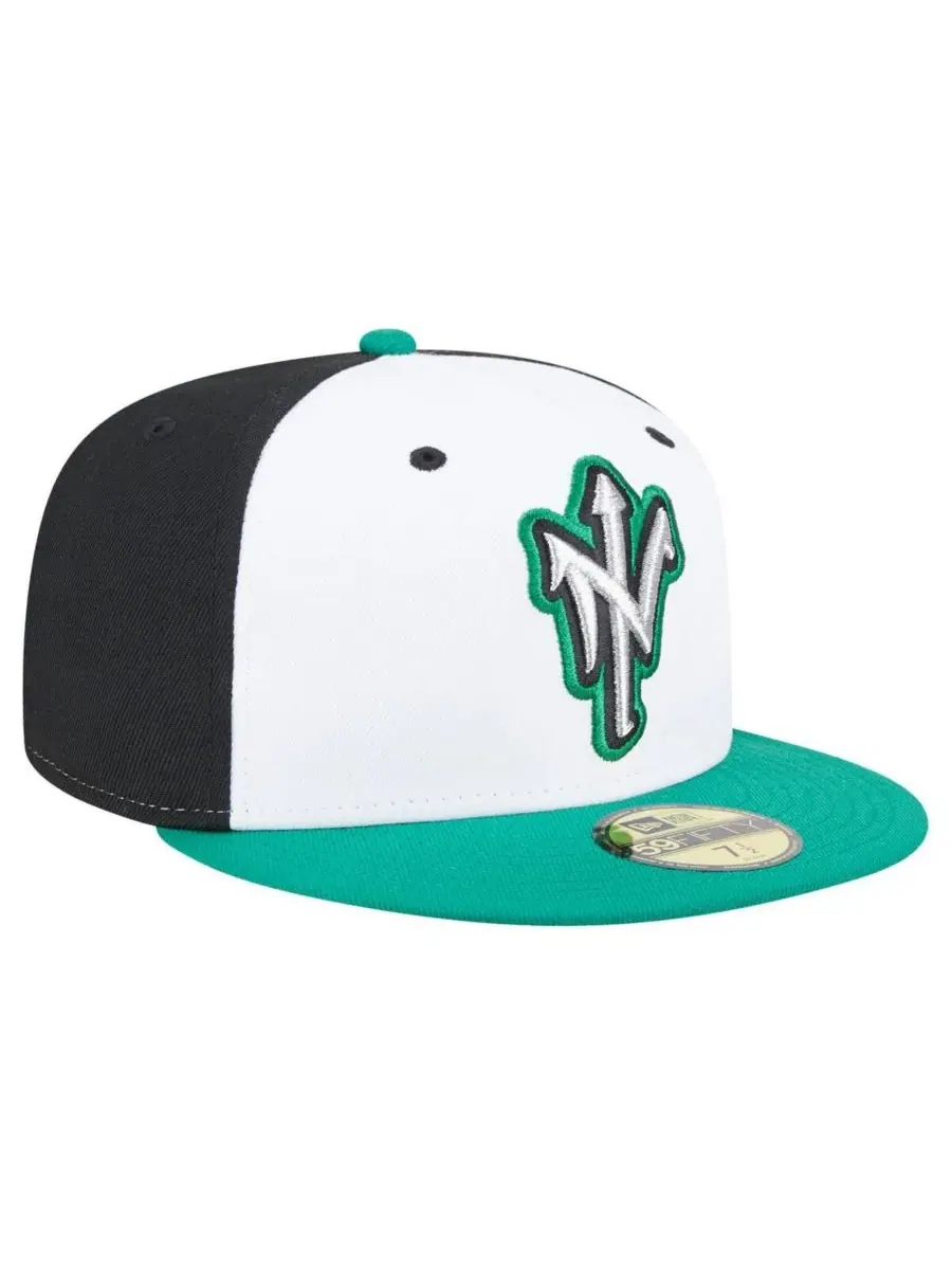 New Era Мужская бело-зеленая кепка Norfolk Tides Authentic Collection 59FIFTY Fitted Hat — изображение 3 из 4, белый зеленый