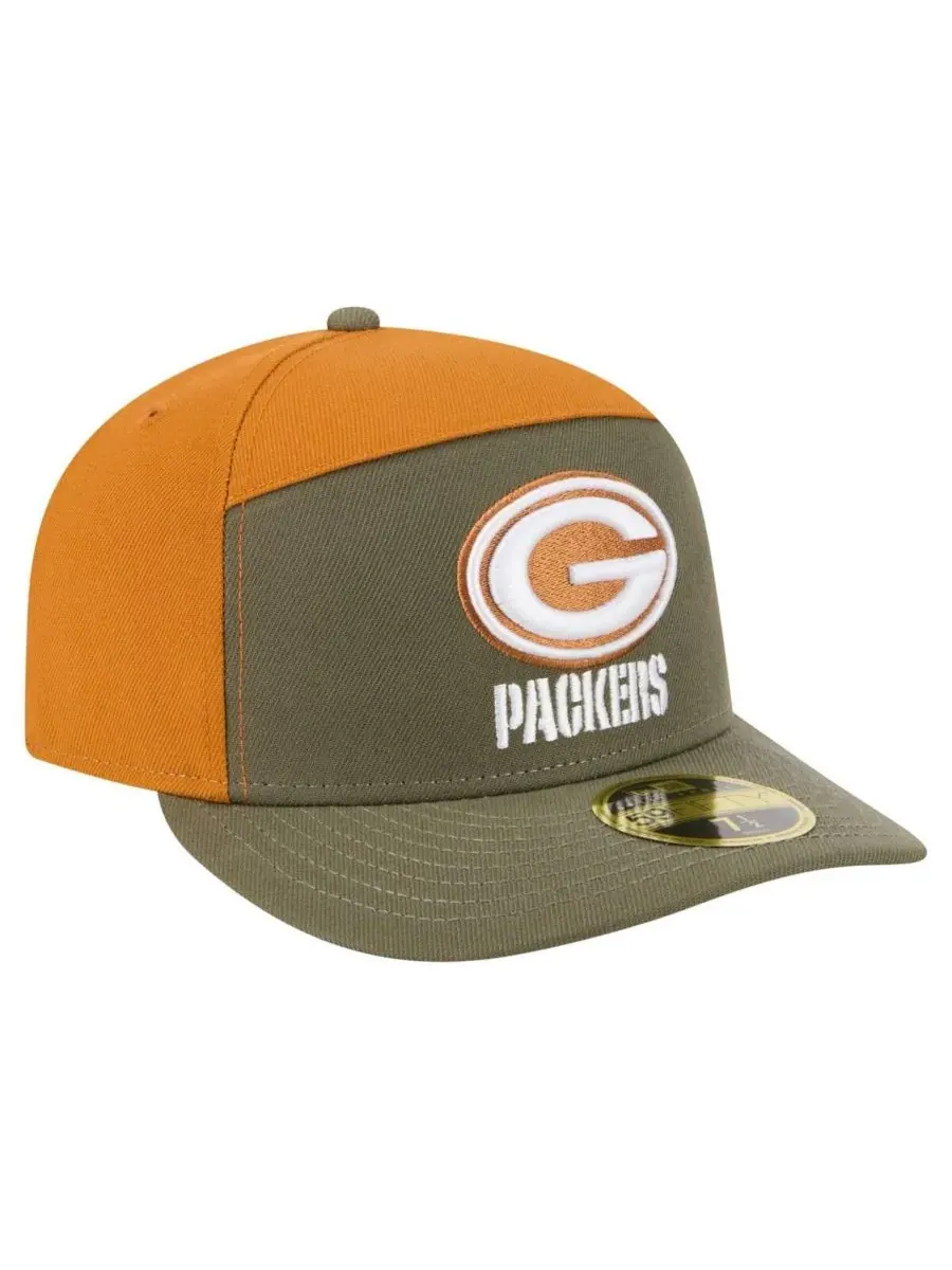 New Era Мужская кепка Green Bay Packers Two-Tone Color Pack Split Panel 59FIFTY — изображение 3 из 4, оливковый коричневый