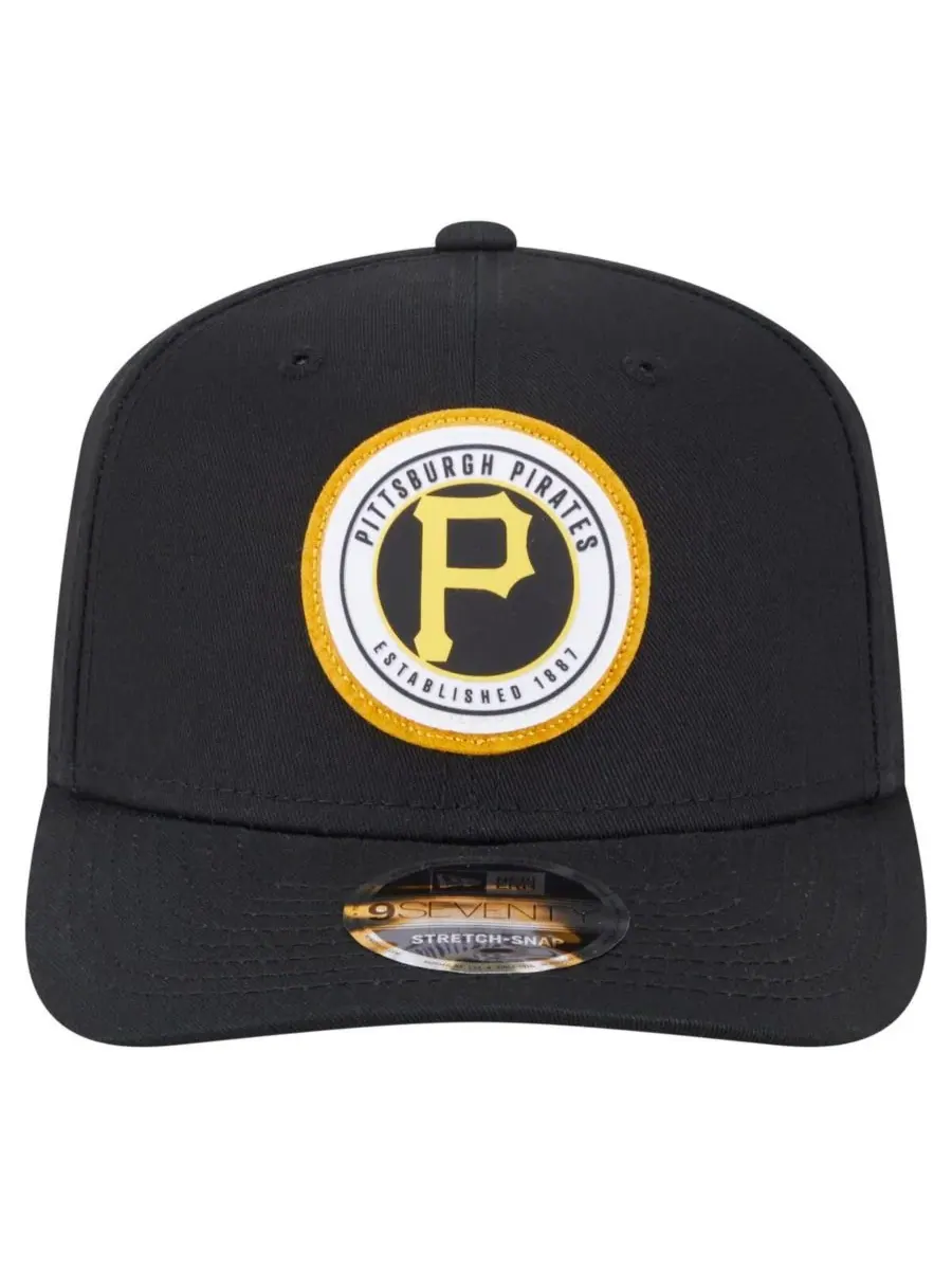 New Era Мужская черная кепка Pittsburgh Pirates с круглой нашивкой 9SEVENTY, эластичная, с — изображение 4 из 4, черный