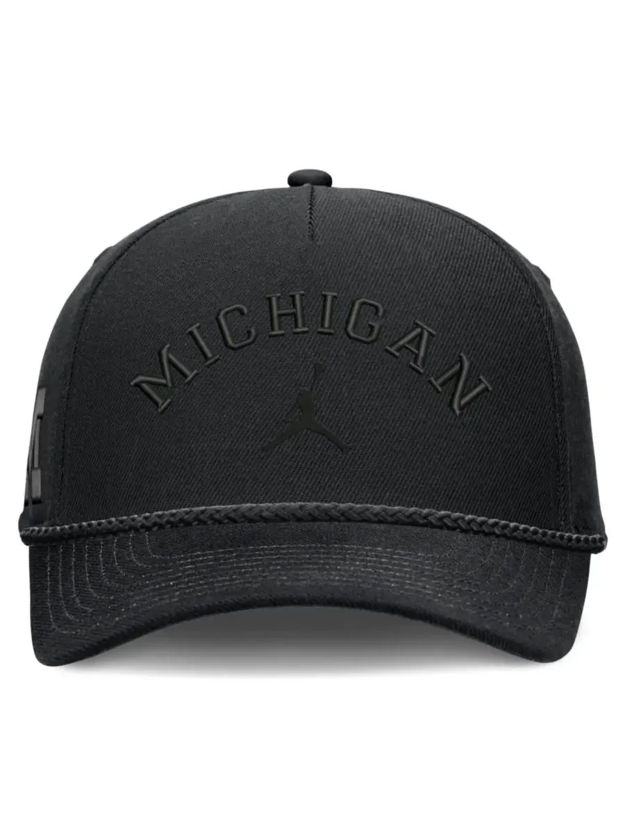 Кепка с принтом Michigan Wolverines Campus Prep Tonal Rope Rise Jordan — изображение 2 из 4, черный