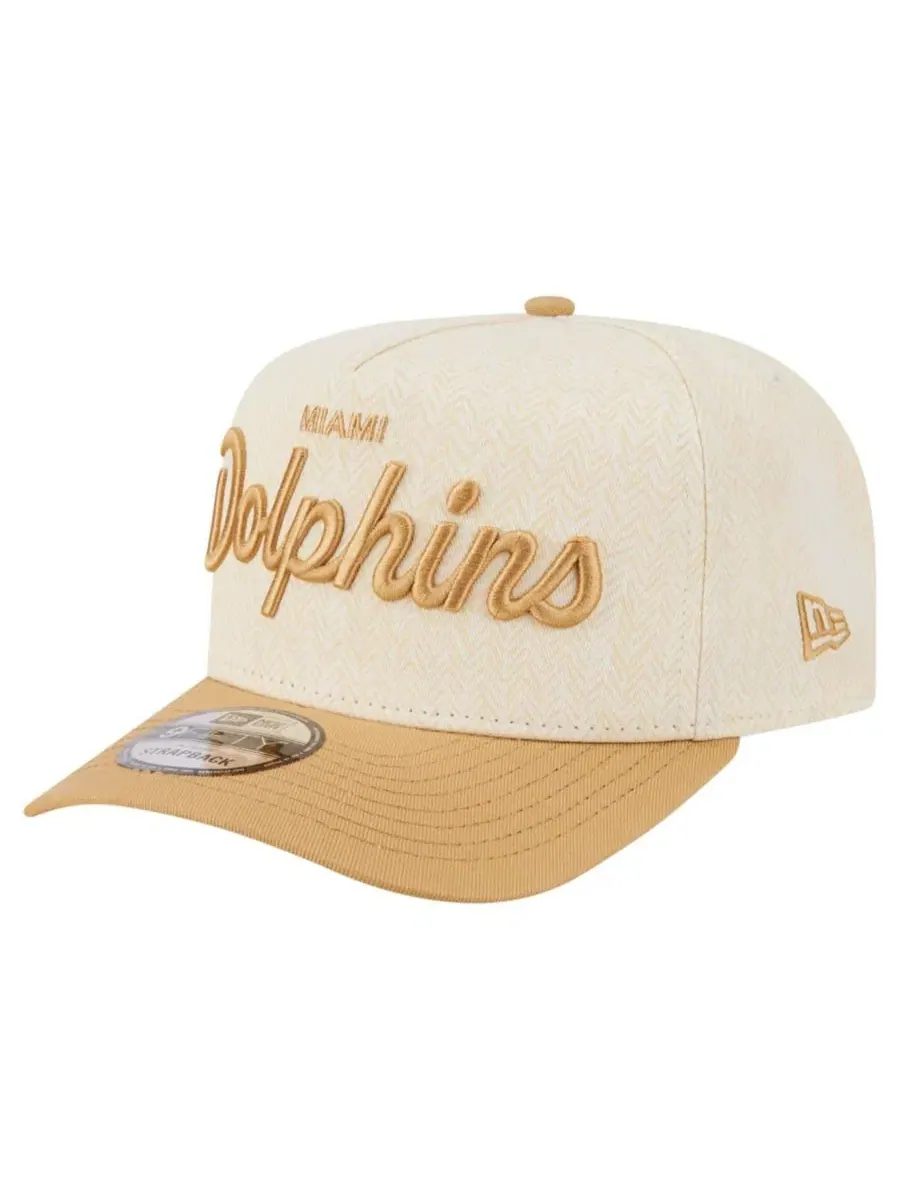 Кепка-снапбек с высокой тульей и вышивкой Miami Dolphins Herringbone New Era — изображение 4 из 5, бежевый