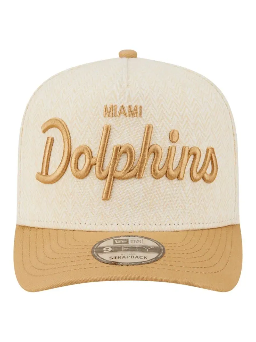 Кепка-снапбек с высокой тульей и вышивкой Miami Dolphins Herringbone New Era — изображение 5 из 5, бежевый