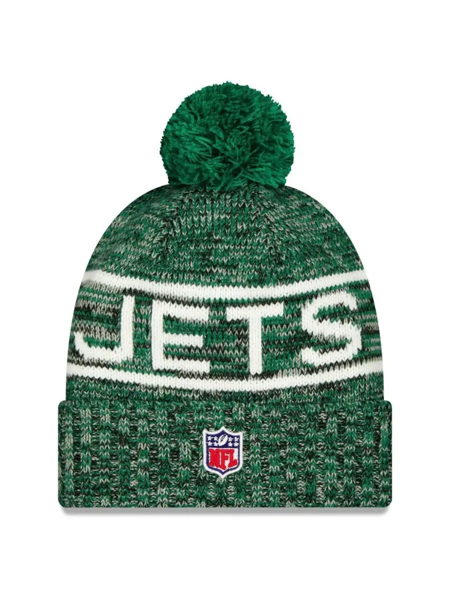 New Era Мужская зеленая вязаная шапка New York Jets 2025 Sideline Cold Weather с отворотом и — изображение 2 из 2, зеленый