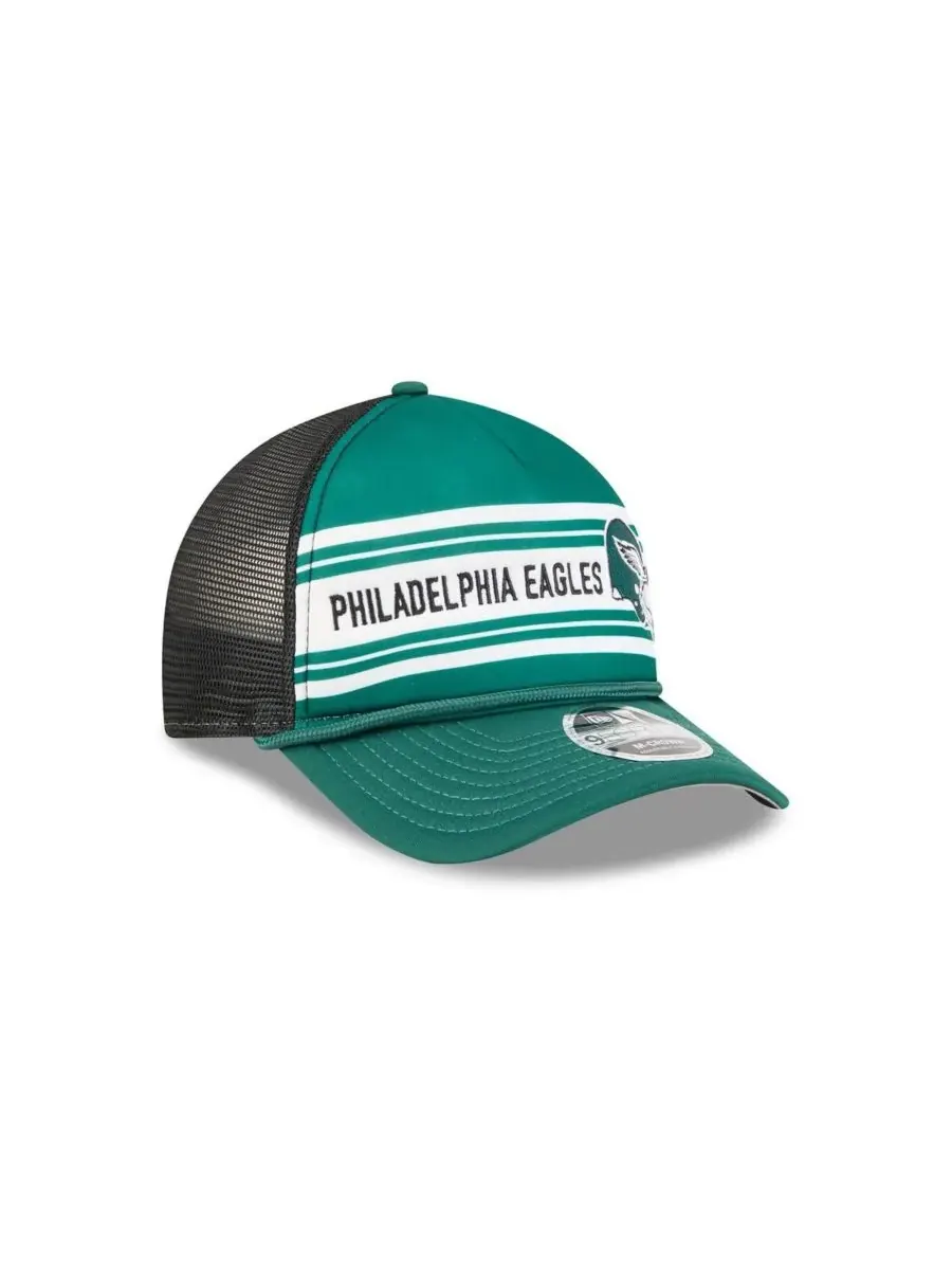 New Era Мужская зеленая кепка Philadelphia Eagles Linear A-Frame 9FORTY с регулируемой высотой — изображение 4 из 5, зеленый