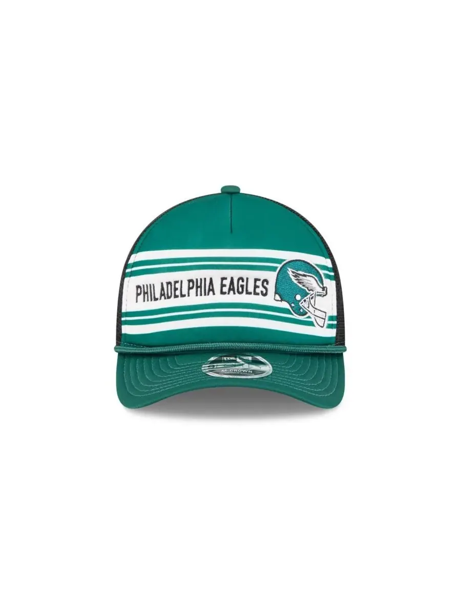 New Era Мужская зеленая кепка Philadelphia Eagles Linear A-Frame 9FORTY с регулируемой высотой — изображение 5 из 5, зеленый