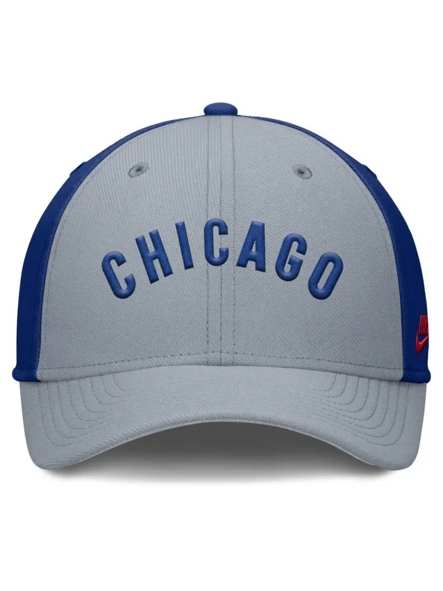 Nike Мужская серая/королевская бейсболка Chicago Cubs Rise Swoosh Performance Flex — изображение 2 из 4, серый