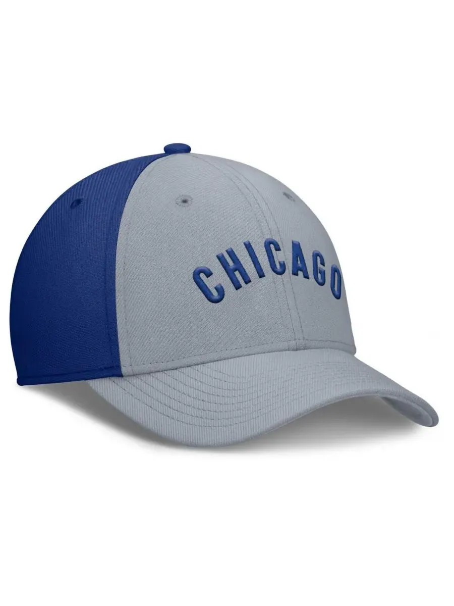 Nike Мужская серая/королевская бейсболка Chicago Cubs Rise Swoosh Performance Flex — изображение 3 из 4, серый