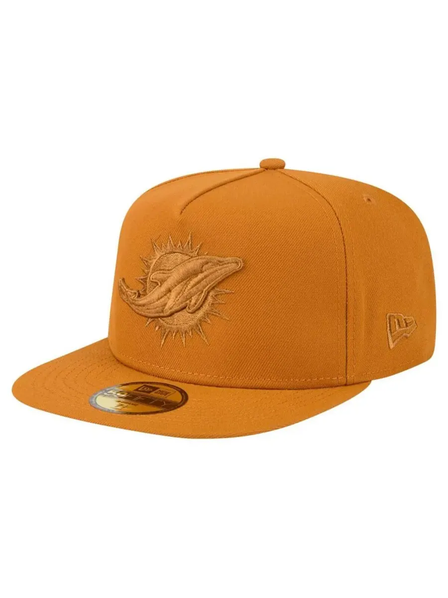 New Era Мужская коричневая бейсболка Miami Dolphins Color Pack A-Frame 59FIFTY Fitted Hat