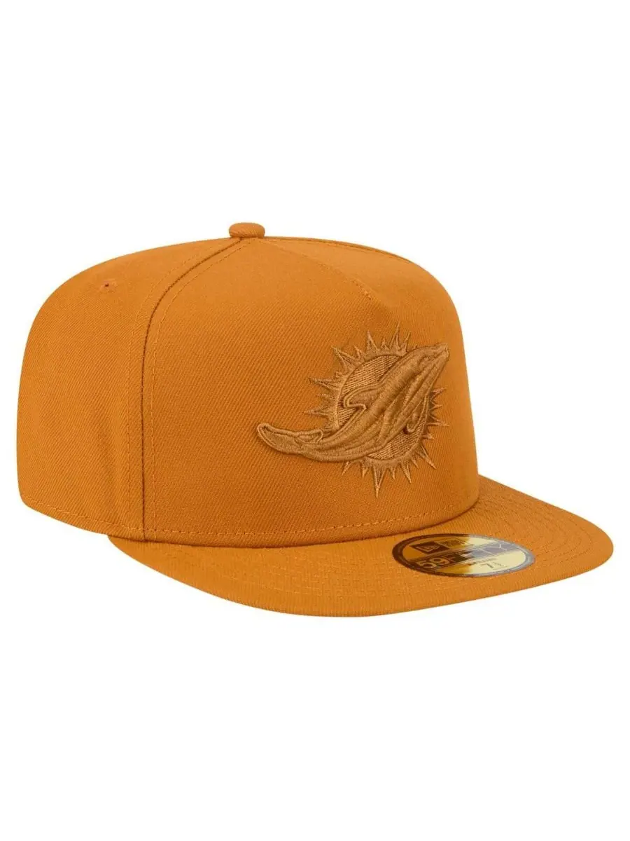 New Era Мужская коричневая бейсболка Miami Dolphins Color Pack A-Frame 59FIFTY Fitted Hat — изображение 4 из 5, коричневый