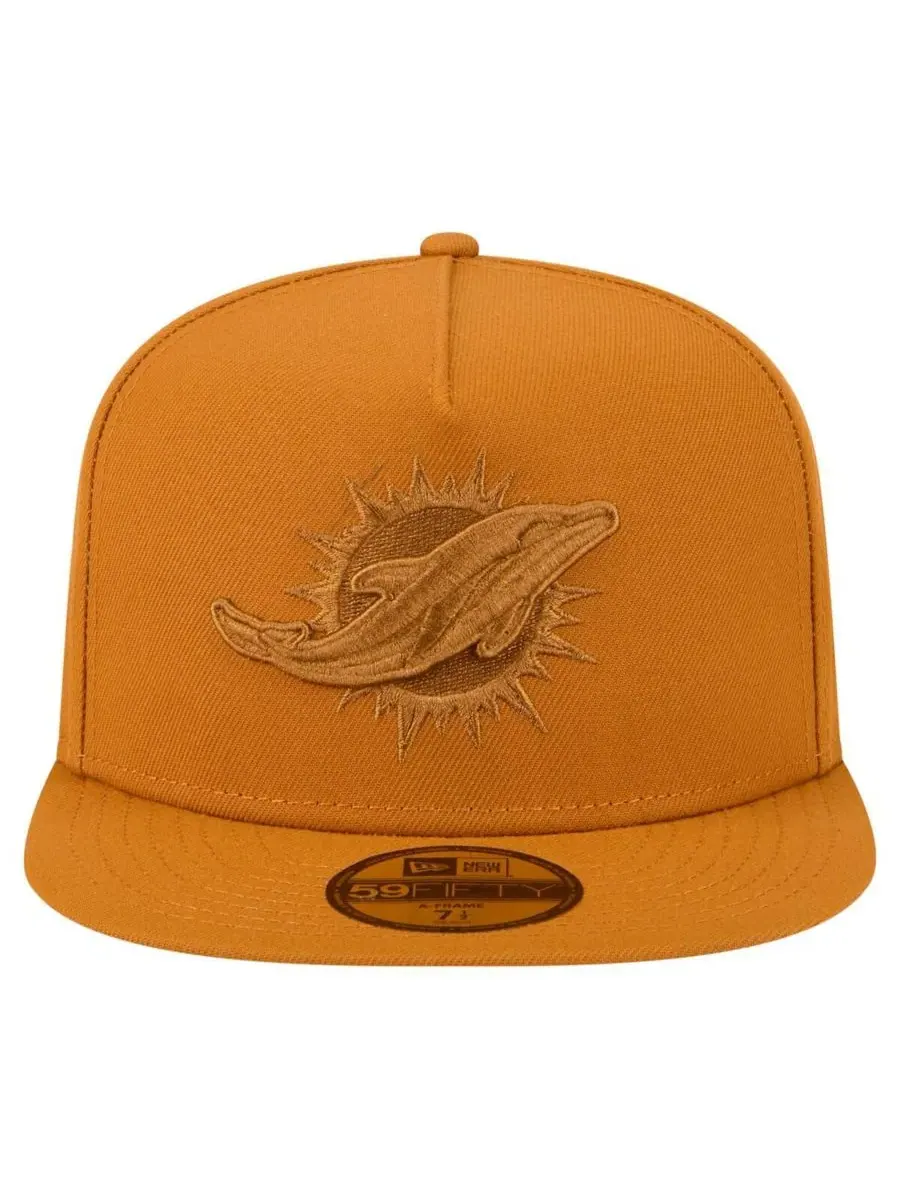 New Era Мужская коричневая бейсболка Miami Dolphins Color Pack A-Frame 59FIFTY Fitted Hat — изображение 5 из 5, коричневый