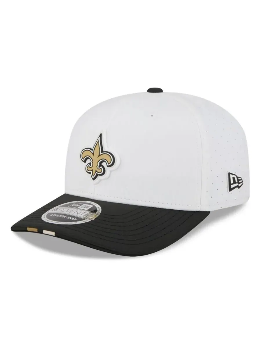 New Era Мужская бело-черная регулируемая кепка New Orleans Saints 2025 NFL Training Camp 9SEVENTY