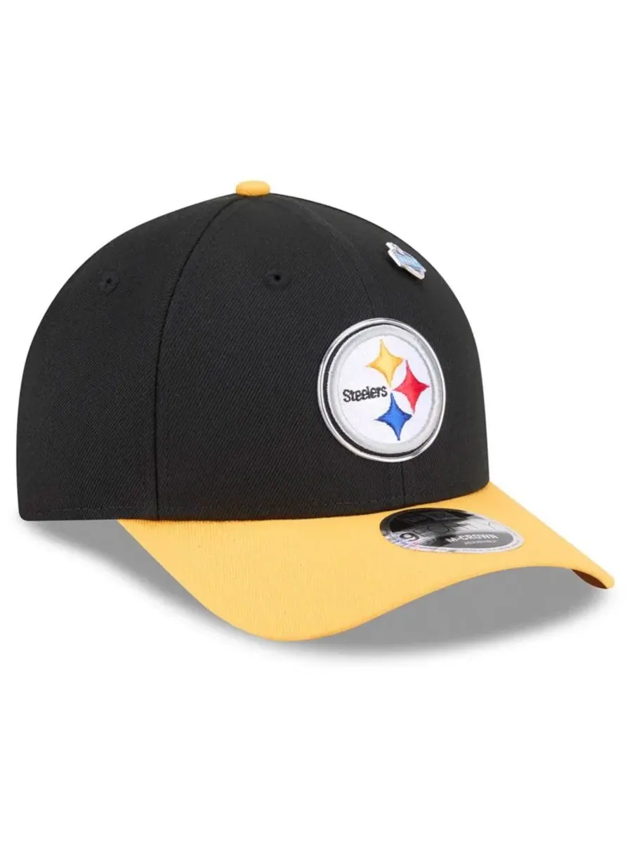 Кепка Pittsburgh Steelers 2026 NFL Draft 9FORTY M-Crown New Era — изображение 4 из 5, черный золотистый