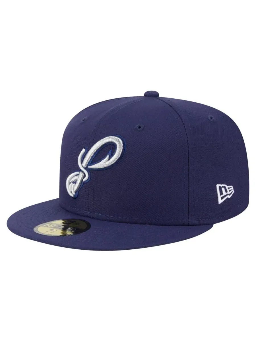 New Era Мужская кепка темно-синего цвета Pensacola Blue Wahoo's Authentic Collection 59FIFTY Fitted