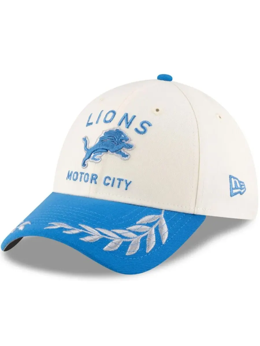 New Era Мужская кепка 39THIRTY Flex кремово-синего цвета с символикой команды Detroit Lions на