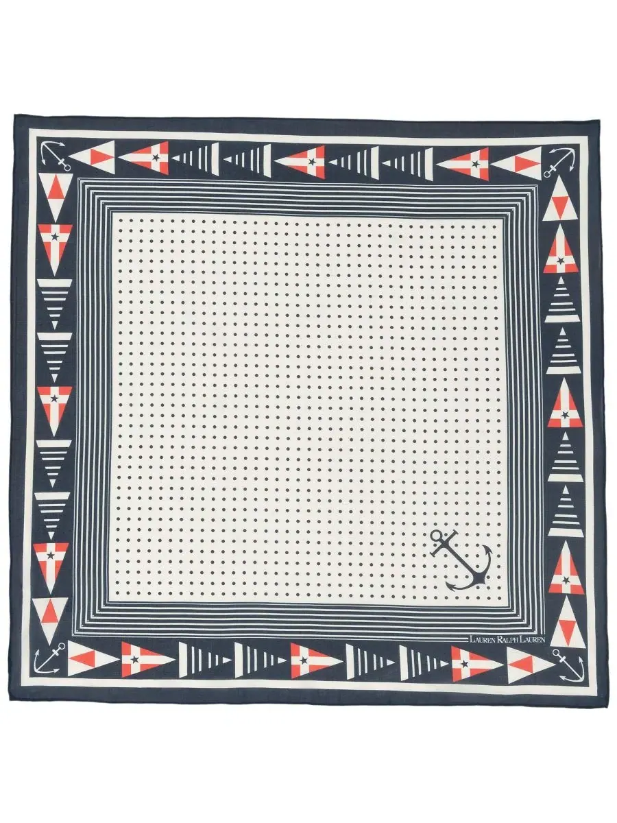 Морской маленький квадратный шарф Lauren Ralph Lauren — изображение 1 из 3, белый
