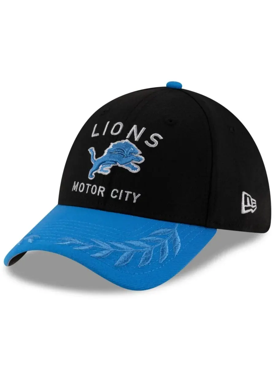 New Era Мужская кепка Detroit Lions 39THIRTY Flex, черно-синяя, с символикой драфта НФЛ 2025 года