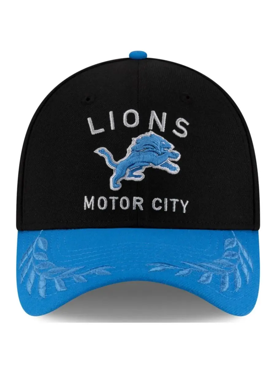 New Era Мужская кепка Detroit Lions 39THIRTY Flex, черно-синяя, с символикой драфта НФЛ 2025 года — изображение 4 из 5