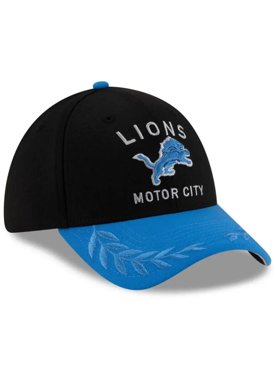 New Era Мужская кепка Detroit Lions 39THIRTY Flex, черно-синяя, с символикой драфта НФЛ 2025 года — изображение 5 из 5