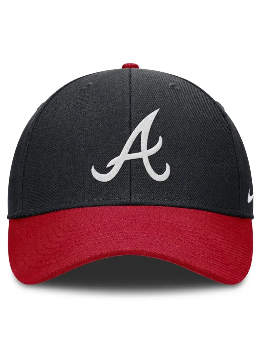 Бейсболка Atlanta Braves Dri-FIT Club с вышивкой Nike — изображение 2 из 4, темно-синий красный