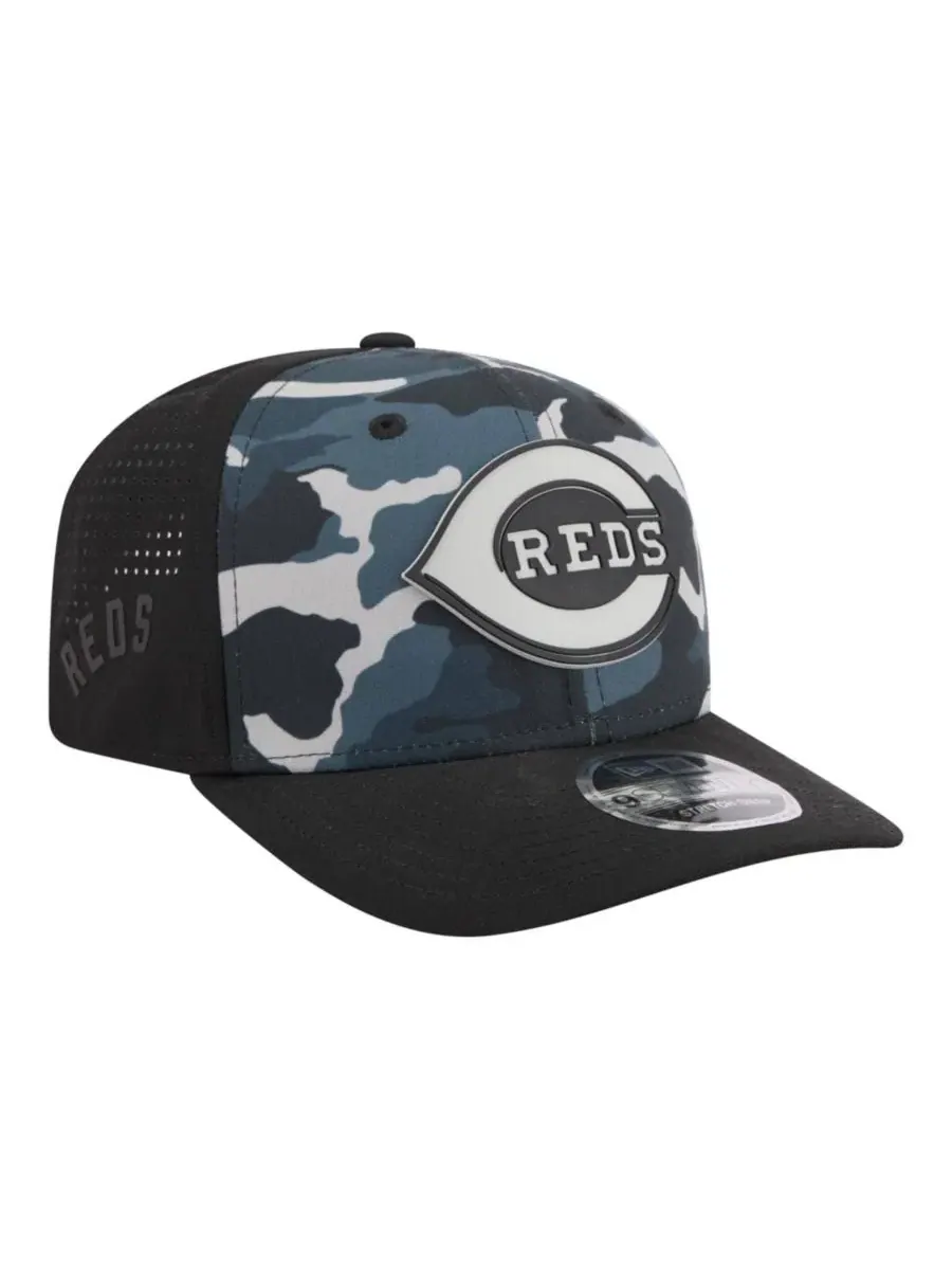 Бейсболка с тональным камуфляжным принтом, Cincinnati Reds New Era — изображение 3 из 5, черный