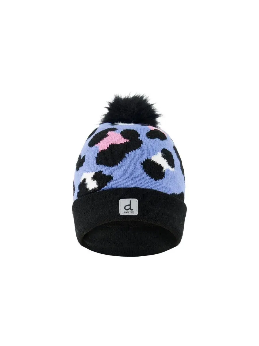 Зимняя вязаная шапка с помпоном Blue Leopard Print Deux par Deux