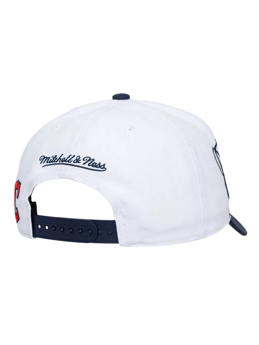 Бейсболка Mitchell & Ness с крупной надписью — изображение 4 из 5, белый темно-синий