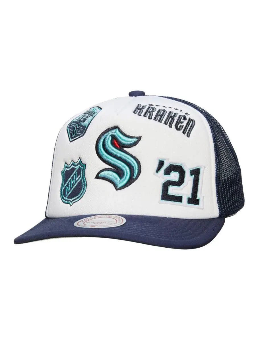 Бейсболка Mitchell & Ness Seattle Kraken Gridlock Trucker