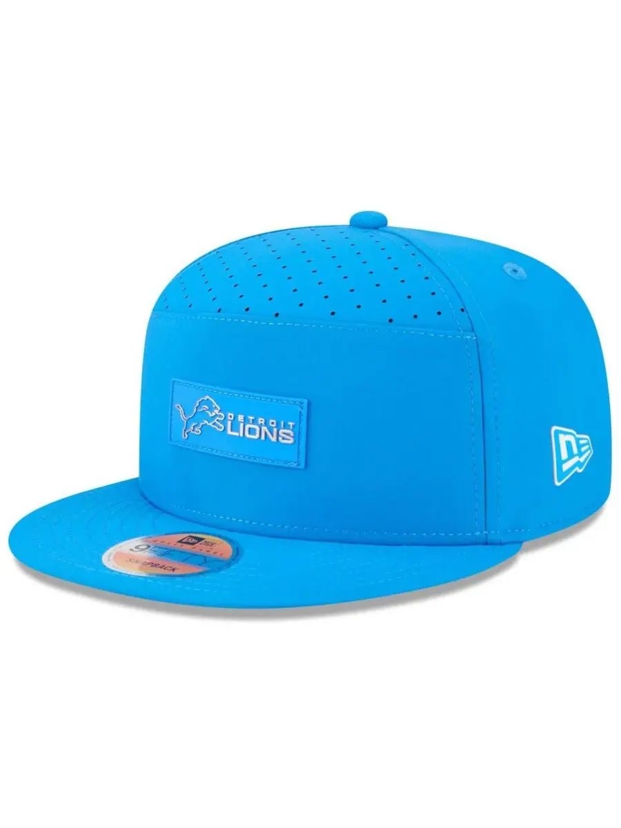New Era Мужская синяя бейсболка Detroit Lions 2025 Sideline Split Panel 9FIFTY Snapback