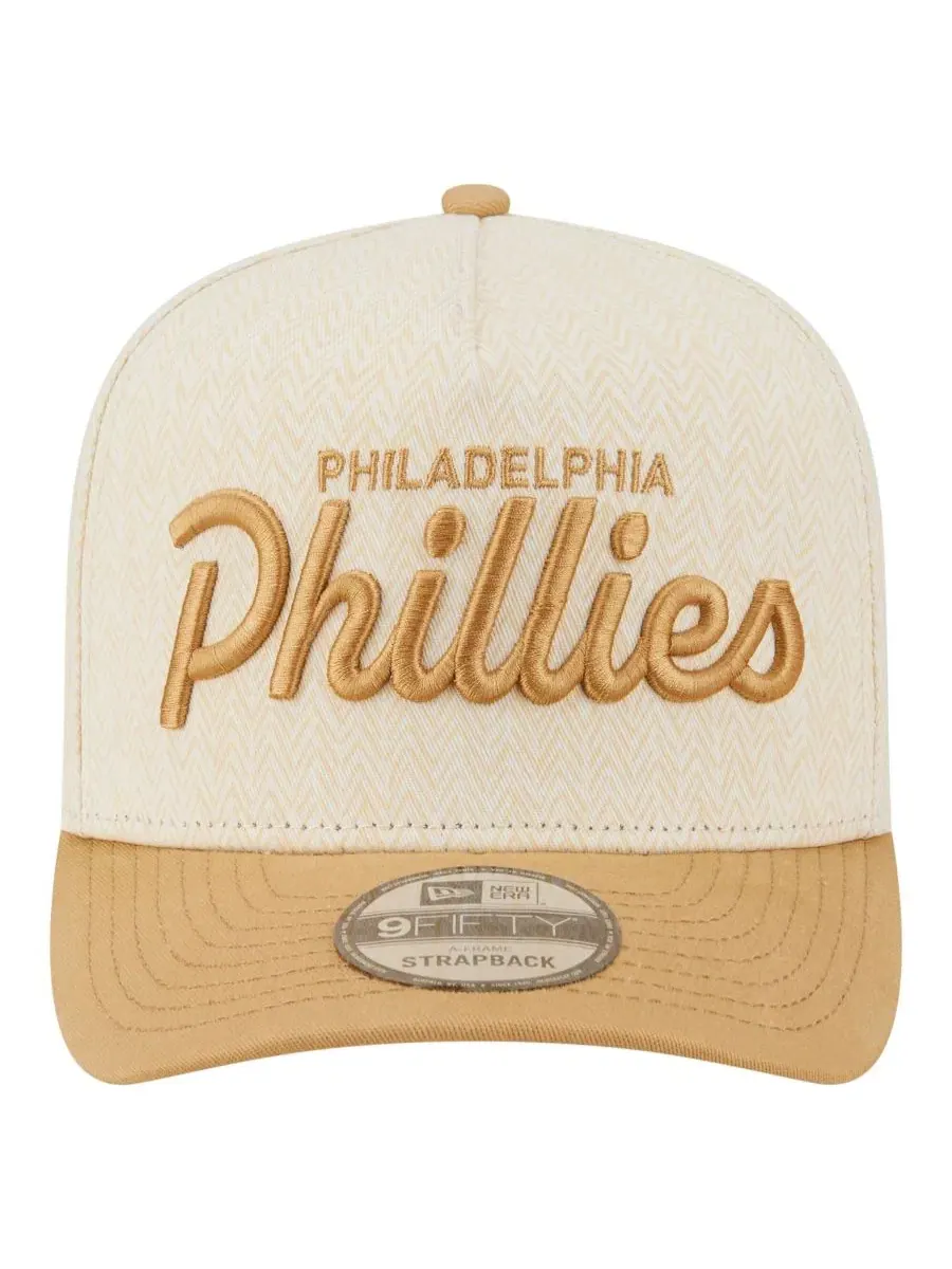 Кепка-снэпбек с вышивкой Philadelphia Phillies Herringbone 9FIFTY A-Frame New Era — изображение 2 из 5, кремовый хаки