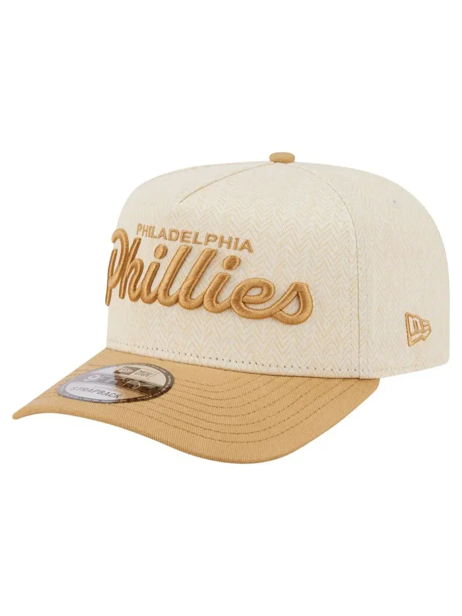 Кепка-снэпбек с вышивкой Philadelphia Phillies Herringbone 9FIFTY A-Frame New Era — изображение 3 из 5, кремовый хаки