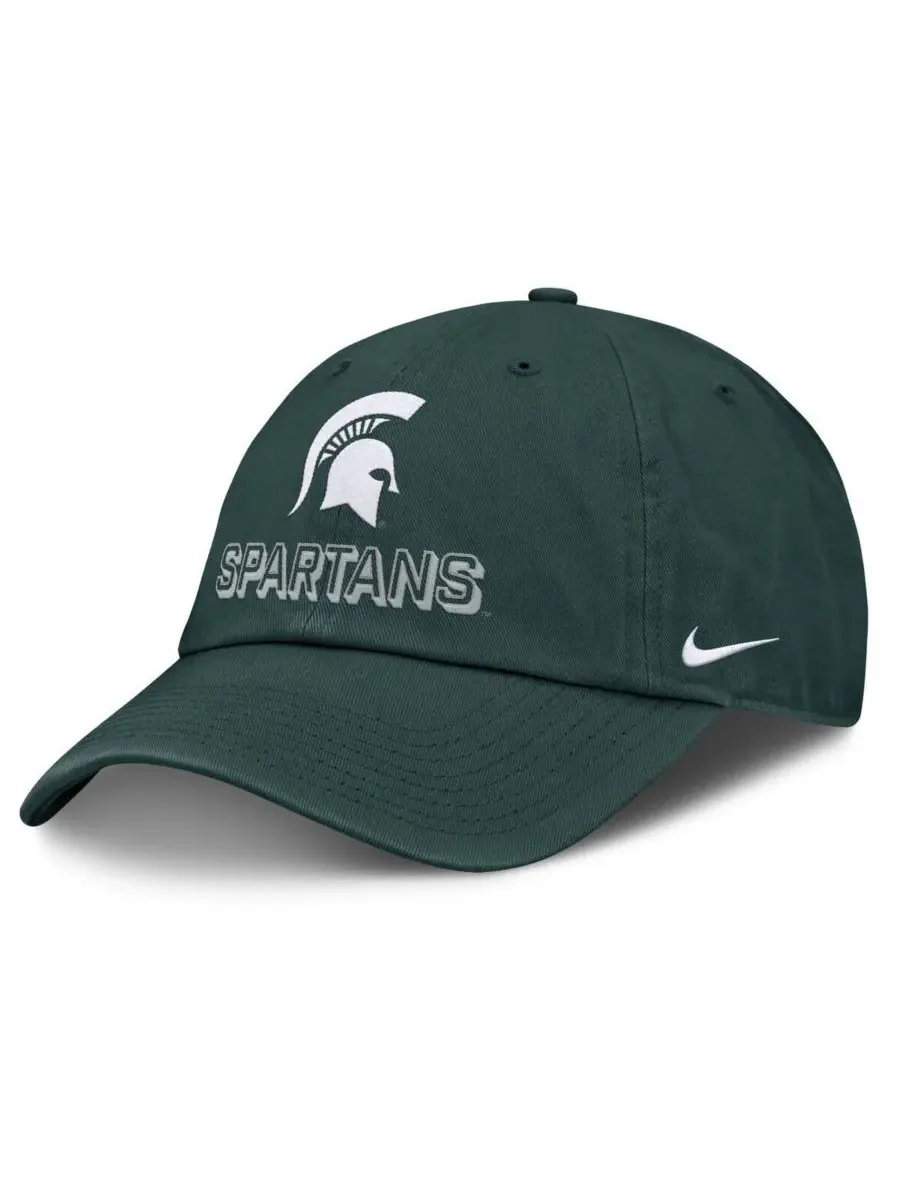 Nike Мужская зеленая регулируемая кепка Michigan State Spartans 2025 On-Field Club