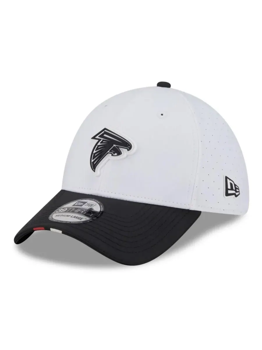 New Era Мужская бело-черная кепка Atlanta Falcons 2025 NFL Training Camp 39THIRTY Flex Hat