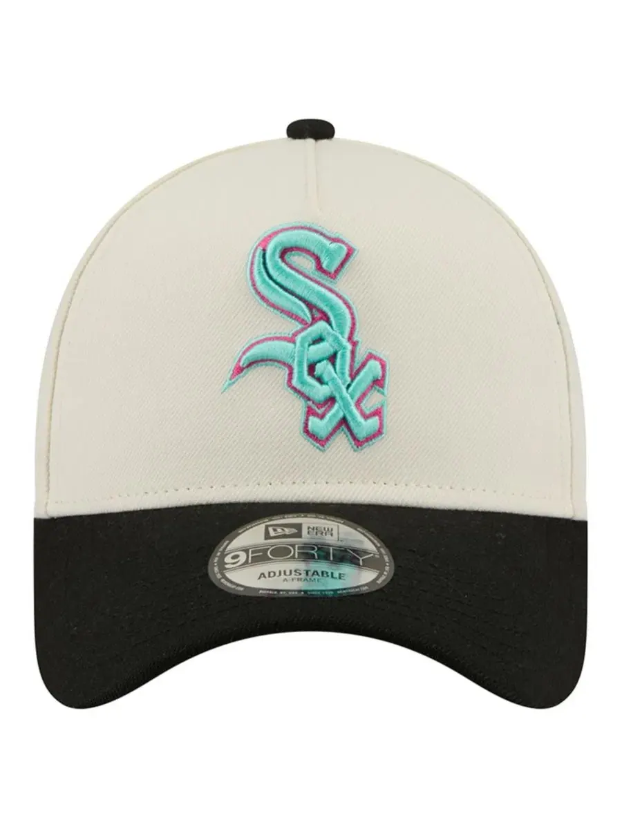 Кепка с вышитым логотипом Chicago White Sox Stadium Chrome 9FORTY A-Frame New Era — изображение 2 из 5, кремовый черный