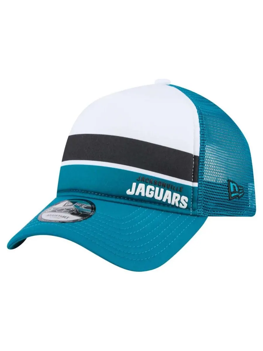 New Era Мужская белая/бирюзовая кепка-тракер Jacksonville Jaguars Color Block 9FORTY A-Frame с