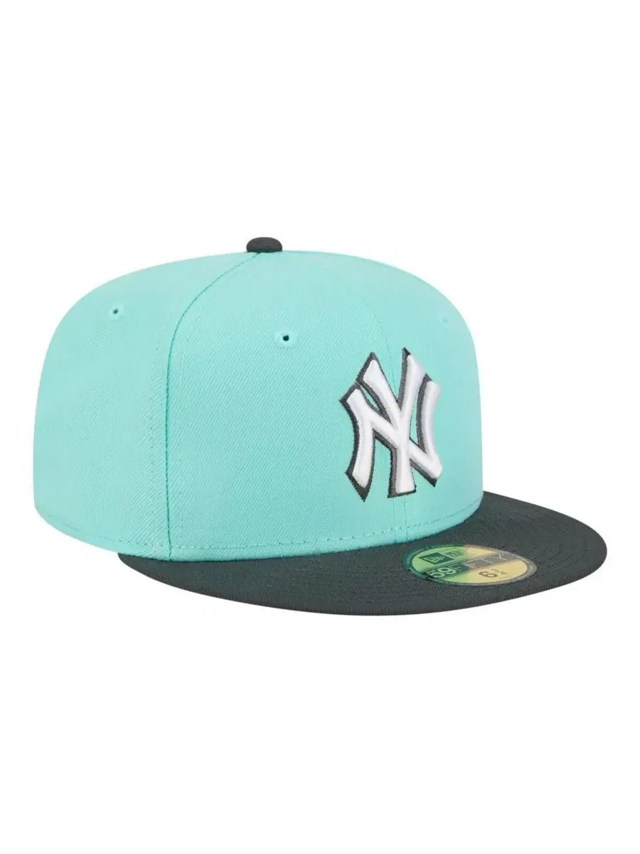 Мужская бирюзово-угольно-серая кепка New York Yankees Two-Tone Color Pack 59FIFTY Fitted Hat New Era — изображение 3 из 5