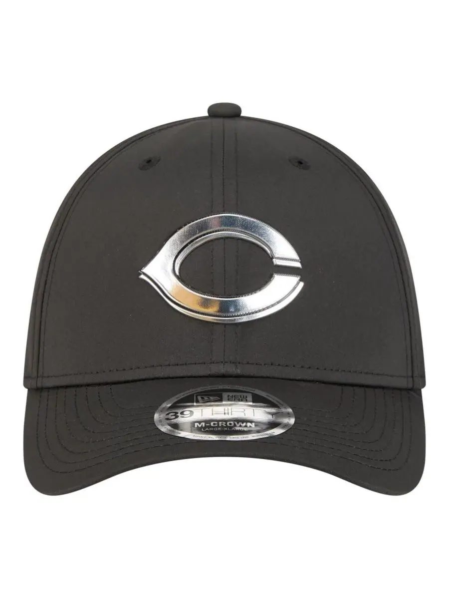Мужская черная металлическая кепка Cincinnati Reds 39THIRTY M-Crown Flex New Era — изображение 2 из 5, черный