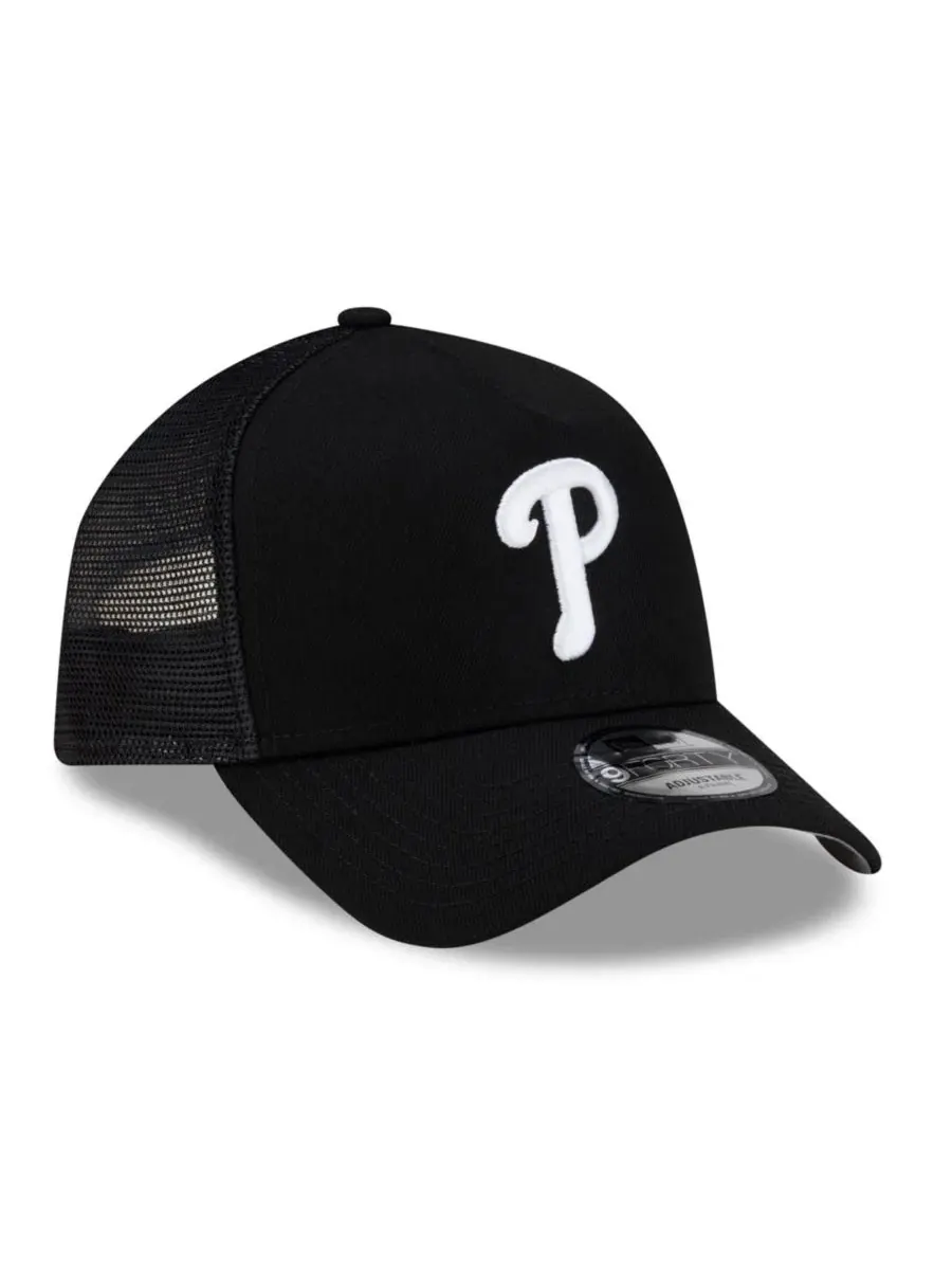 Кепка-тракер с вышитым логотипом Philadelphia Phillies Side Script 9FORTY A-Frame New Era — изображение 3 из 5, черный