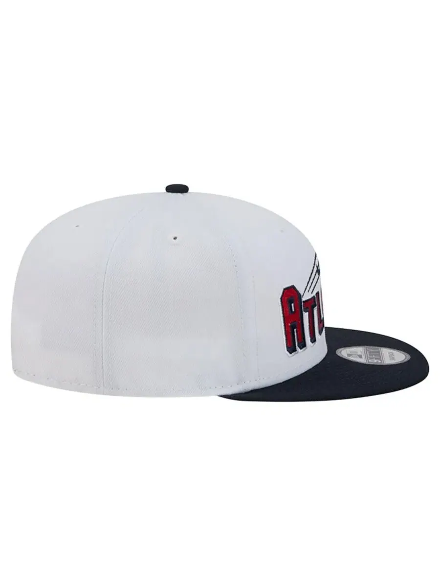 Кепка High Crown с вышивкой, Atlanta Braves Retro Sweep 9FIFTY Snapback Hat New Era — изображение 7 из 7, белый темно-синий
