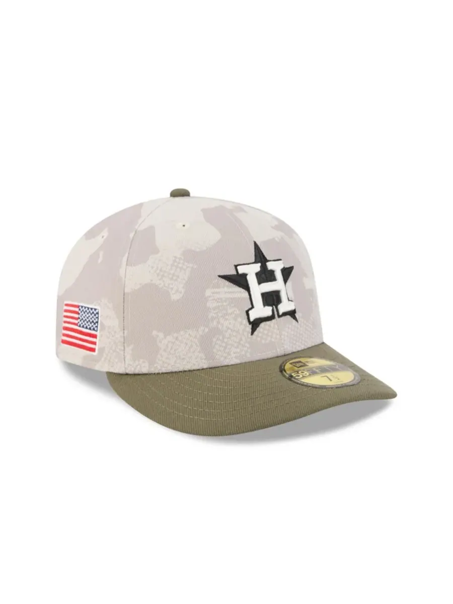New Era Мужская светло-бежевая/оливковая кепка Houston Astros 59FIFTY, посвященная Дню вооруженных — изображение 2 из 7
