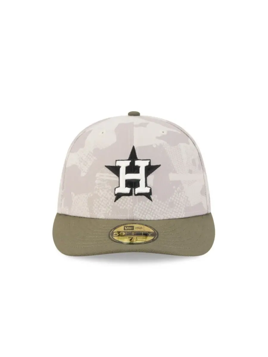 New Era Мужская светло-бежевая/оливковая кепка Houston Astros 59FIFTY, посвященная Дню вооруженных — изображение 3 из 7